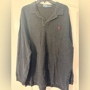 Polo Ralph Lauren Men's 2XL XXL Polo Shirt Long Sleeve Blue Cotton Pony